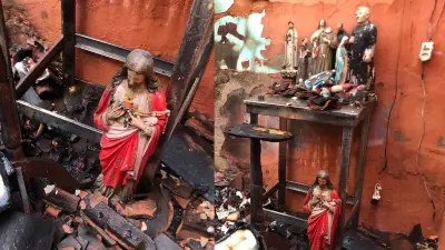 Imagem de Jesus Cristo sobrevive a incêndio que destruiu casa em Picos