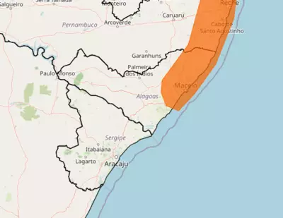 Inmet alerta para chuva forte em 39 cidades de Alagoas nesta terça
