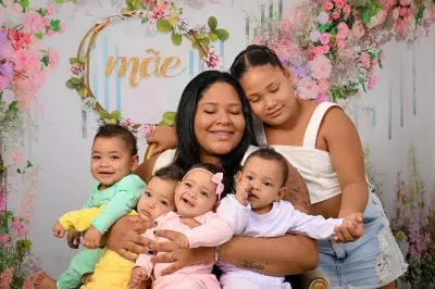 Mãe de quadrigêmeos na BA celebra primeiro Dia das Mães com os bebês