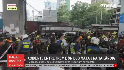 Tailândia: acidente entre trem e ônibus deixa 6 mortos e 15 feridos