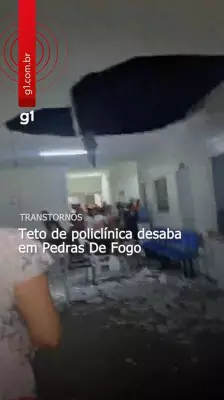 Teto de policlínica desaba em Pedras de Fogo, Paraíba, e fere três