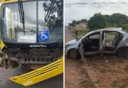 Acidente em Araguaína: quatro adolescentes feridos após carro bater em ônibus