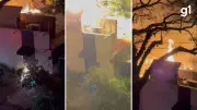 Explosão de botijão de gás durante incêndio em padaria em Porto Alegre
