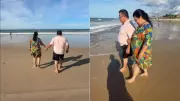 Filha leva pais de Goiás para ver o mar pela primeira vez no Ceará e emociona web