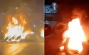 Incêndio em pneus interdita via pública em Guarujá na madrugada