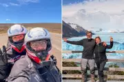 Mãe e filho viajam de moto de Praia Grande a Ushuaia, no fim do mundo
