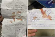 Menina de 9 anos escreve bilhete ao pai após ser trancada em casa em Roraima