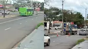 Motociclista cai em buraco e quase é atropelada por ônibus em Teresina
