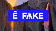 Vídeo de cachoeira com 'rio de fogo' ao pôr do sol é falso, gerado por IA
