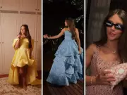 Vestidos de Maria Sofia, neta de Leonardo, dividem opiniões em festa de 15 anos