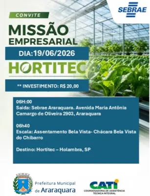 Araraquara e Sebrae levam produtores à HORTITEC 2026