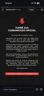 Capital Inicial cancela turnê nos EUA por falta de vistos para equipe