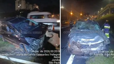 Engavetamento na Anhanguera deixa 3 feridos; carro cai em córrego