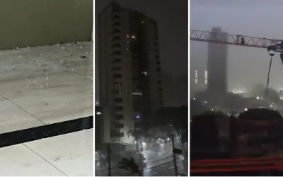 Goiânia enfrenta forte chuva com granizo e ventania