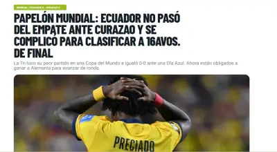 Imprensa equatoriana critica empate com Curaçao: 'Papelão mundial'
