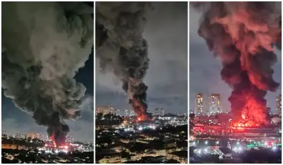 Incêndio de grandes proporções atinge imóvel comercial em Guarulhos