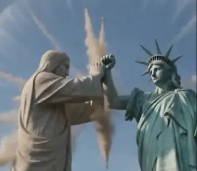 Irã usa IA para criar vídeo de luta entre Cristo Redentor e Estátua da Liberdade