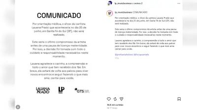 Lauana Prado cancela show em Santa Fé do Sul por orientação médica na reta final da gestação
