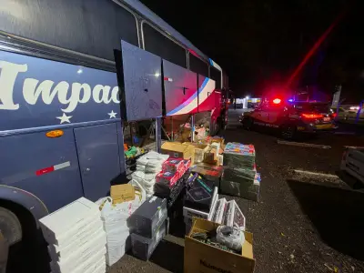 Ônibus com R$ 850 mil em contrabando do Paraguai é apreendido em Florínea