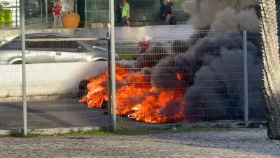 Protesto na BR-101 em Natal: manifestantes ateiam fogo em pneus
