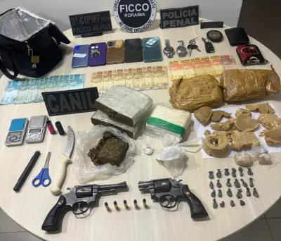 Quadrilha de tráfico presa em Rorainópolis com drogas e armas