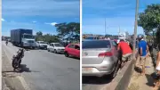 Acidente com 3 veículos na Ponte Tancredo Neves deixa feridos e congestionamento