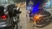 Acidente com carro e três motos deixa dois feridos em Governador Valadares