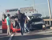 Acidente na Ponte Rio-Niterói: colisão com 3 veículos e capotamento