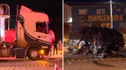 Acidente na PR-092: carro invade pista contrária e bate de frente com caminhão