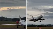 Avião arremete em Chapecó após ventos de até 60 km/h; pouso-caranguejo explicado