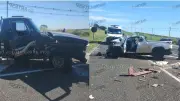 Batida entre caminhonetes deixa feridos na SP-294 em Pompeia
