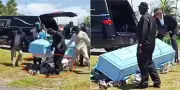 Caixão se rompe durante enterro na Guiana e cadáver cai no chão
