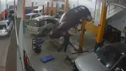 Carro despenca de elevador e quase atinge funcionário em SC