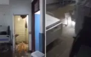 Chuva de granizo alaga enfermaria e derruba forro na Santa Casa de Goiânia