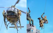 Cão policial desce de rapel em apresentação do Graer em Goiânia