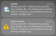 Defesa Civil de BH emite alerta severo de onda de frio para sábado