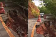 Estrada desmorona e deixa trecho em meia pista no interior de SP