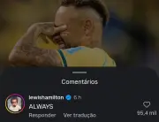 Hamilton responde Neymar com 'Always!' após post sobre volta à seleção