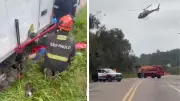 Homem tem pernas esmagadas ao trocar pneu de caminhão em SP