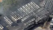 Incêndio destrói 27 ônibus em garagem na Região Noroeste de BH