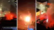 Incêndio destrói barracão de festas em São Carlos e mobiliza bombeiros
