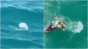 Kitesurfista resgatado por aeronave após ficar à deriva no mar em Caucaia