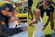 Mavie entra em campo com Neymar em treino da Seleção nos EUA