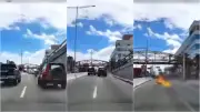 Motociclista é atingido por carro e moto pega fogo em Natal