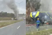 Motorhome pega fogo em rodovia de Cuiabá; ninguém se feriu