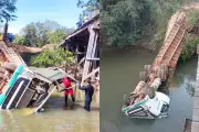 Motorista morre após carreta cair de ponte em MT; seis bois morrem