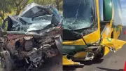 Motorista morre após invadir contramão e bater contra ônibus na BR-262 em Uberaba