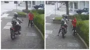 Mulher assaltada por motociclista na Berrini é registrada por câmera