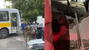 Ônibus escolar desgovernado derruba muro de escola e fere três no Ceará