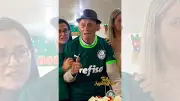 Palmeirense de 99 anos ganha festa surpresa da Mancha Verde em Marília